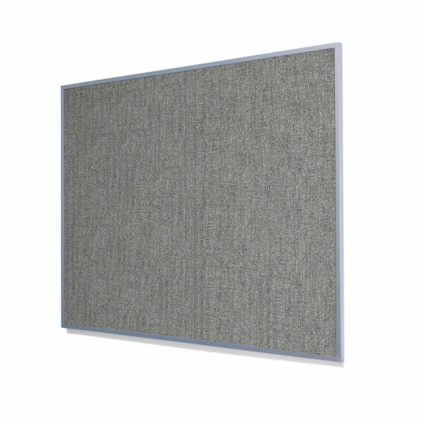 Type II Woven Vinyl Koroseal Linden II Smoke Cork Board with Narrow Light Aluminum Frame
